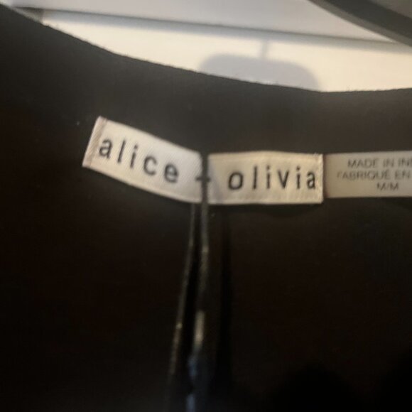 Alice + Olivia Ray Embroidered Mini Dress, Black/gold  size M - Picture 8 of 10